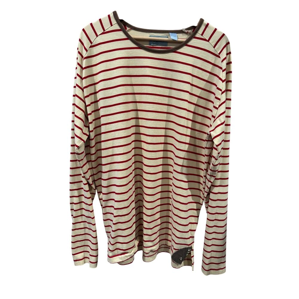 Sperry Top-Sider Red Cream Stripe Boaters Shirt Size XL